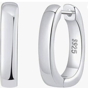 925 Sterling Silver Small Square Hoop Earrings Hypoallergenic Silver